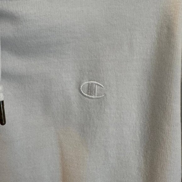 Champion Hoodie Mens Medium White Long Sleeve Drawstring Kangaroo Pocket Pullove - Picture 5 of 11